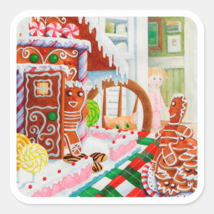 GINGERBREAD VERRASSEN Grote Vierkante Stickers