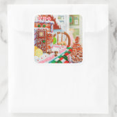 GINGERBREAD VERRASSEN Grote Vierkante Stickers (Tas)