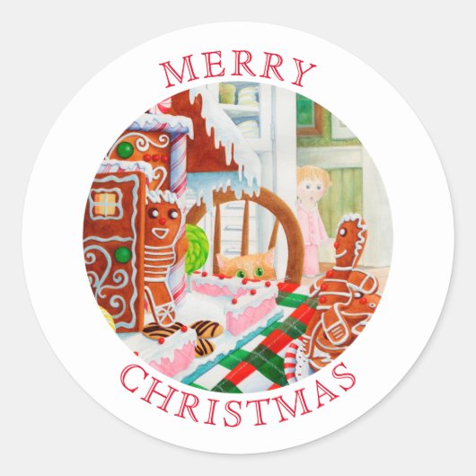 GINGERBREAD VERRASSEN Kleine ronde envelop afdicht Ronde Sticker (Voorkant)