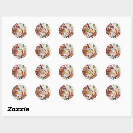 GINGERBREAD VERRASSEN Kleine ronde Stickers (Vel)