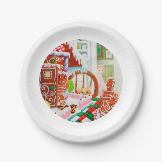GINGERBREAD VERRASSING 7" Rond papier Borden Papieren Bordje (Voorkant)