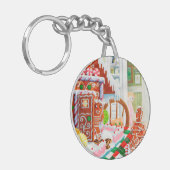 GINGERBREAD VERRASSING Acryl Circle Sleutelhanger (Voorkant Links)