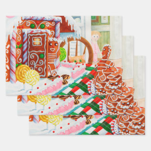 GINGERBREAD VERRASSING Flat Sheet wrapping papier Inpakpapier Vel