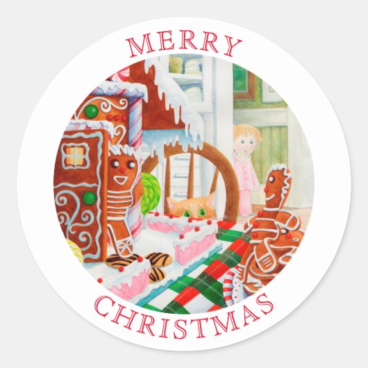 GINGERBREAD VERRASSING Grote ronde envelop afdicht Sticker (Voorkant)