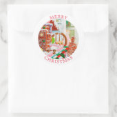 GINGERBREAD VERRASSING Grote ronde envelop afdicht Sticker (Tas)