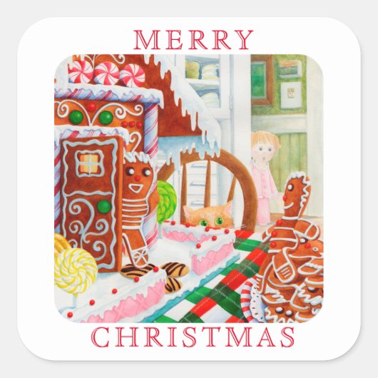 GINGERBREAD VERRASSING Grote Vierkante Envelope Se Vierkante Sticker (Voorkant)