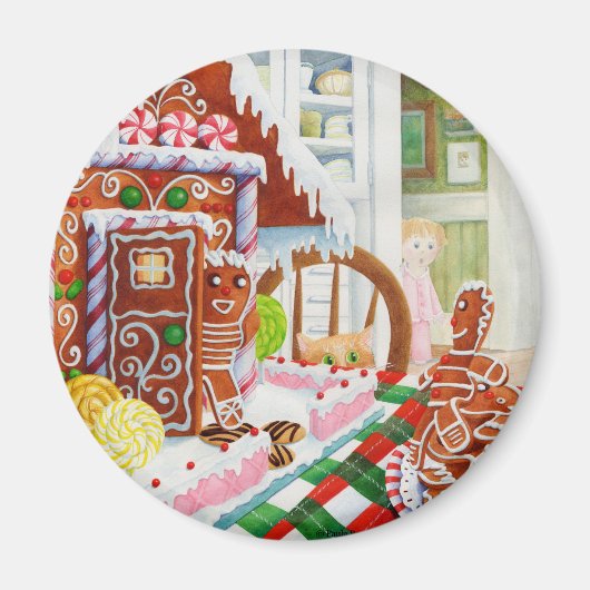 GINGERBREAD VERRASSING Ronde Magneet (Voorkant)