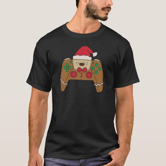 Gingerbread Video Game Controller Christmas Gamer T-shirt (Voorkant)