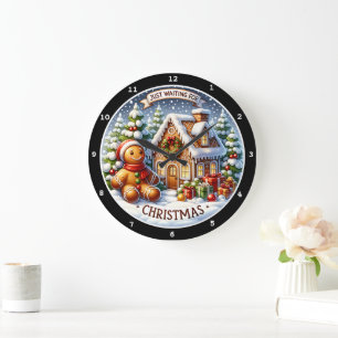 Gingerbread Village Charm Feestelijke Kerstmuur Grote Klok