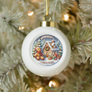 Gingerbread Village Charm Feestelijke Kerstmuur Keramische Bal Ornament