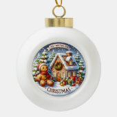 Gingerbread Village Charm Feestelijke Kerstmuur Keramische Bal Ornament (Voorkant)