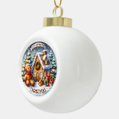 Gingerbread Village Charm Feestelijke Kerstmuur Keramische Bal Ornament (Rechts)