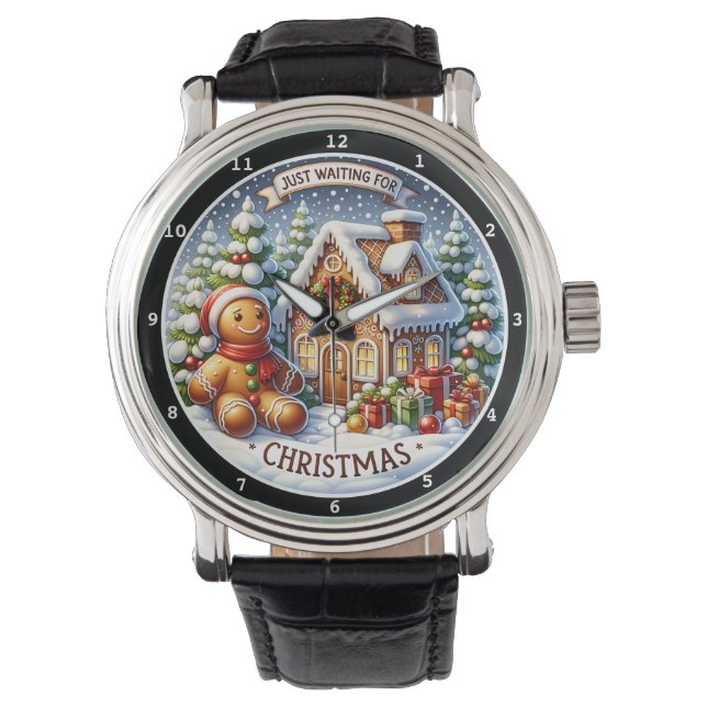 Gingerbread Village Charm Festive Christmas Wall  Horloge (Voorkant)