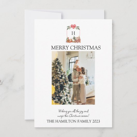 Gingerbread Village Crest w / Foto Kerst Kaart (Voorkant)