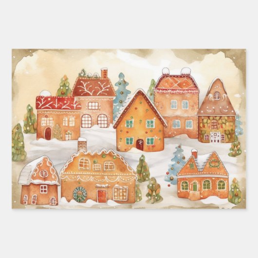 Gingerbread Village Kerst inpakpapier (Voorkant 2)