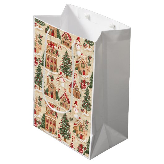 Gingerbread Village  Medium Cadeauzakje (Voorkant Gekanteld)