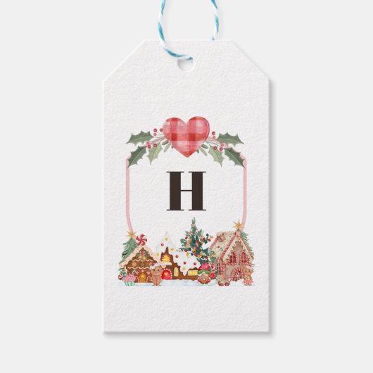 Gingerbread Village Monogram Cadeaulabel (Voorkant)