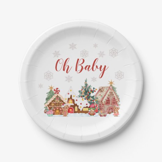 Gingerbread Village Papieren Borden Papieren Bordje (Voorkant)