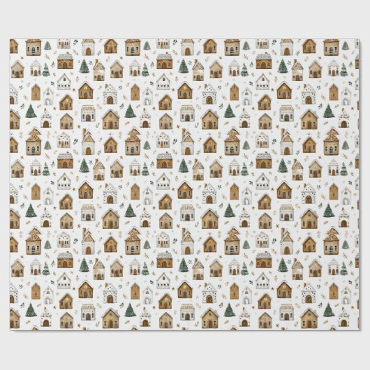 Gingerbread Village Wrapping Christmas Paper Cadeaupapier (Vlak)