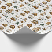 Gingerbread Village Wrapping Christmas Paper Cadeaupapier (Hoek)