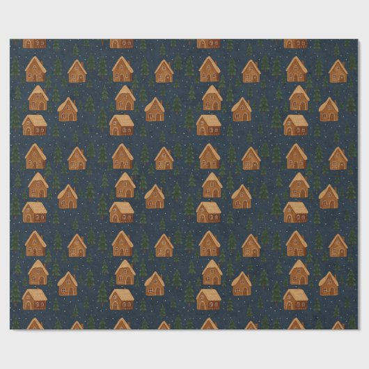Gingerbread Village Wrapping Paper Cadeaupapier (Vlak)