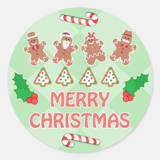 Gingerbread Vrolijk kerstkoekjes Stickers (Voorkant)