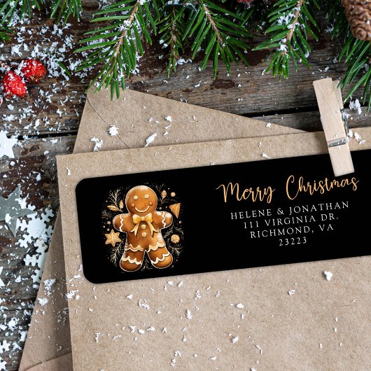 Gingerbread Vrolijk Kerstmis Retouradres Etiket