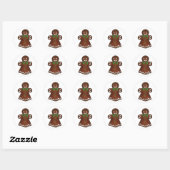 Gingerbread Vrouw Dame Kerstmis Koekje Bakken Ronde Sticker (Vel)