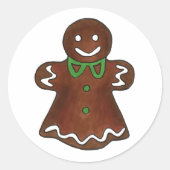 Gingerbread Vrouw Dame Kerstmis Koekje Bakken Ronde Sticker (Voorkant)