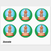 Gingerbread vrouw koekje sneeuw wereldbol groen ronde sticker (Vel)