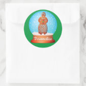 Gingerbread vrouw koekje sneeuw wereldbol groen ronde sticker (Tas)