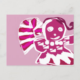 Gingerbread vrouw roze briefkaart