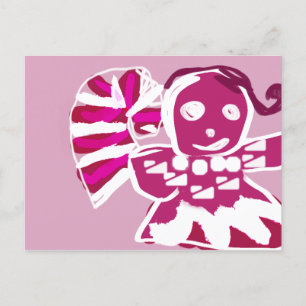Gingerbread vrouw roze briefkaart