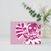 Gingerbread vrouw roze briefkaart (Staand voorkant)
