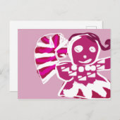 Gingerbread vrouw roze briefkaart (Voorkant / Achterkant)