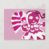 Gingerbread vrouw roze briefkaart (Voorkant)