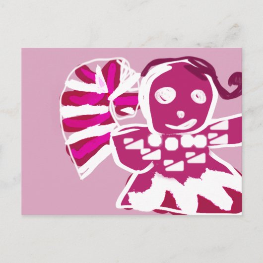 Gingerbread vrouw roze briefkaart (Voorkant)