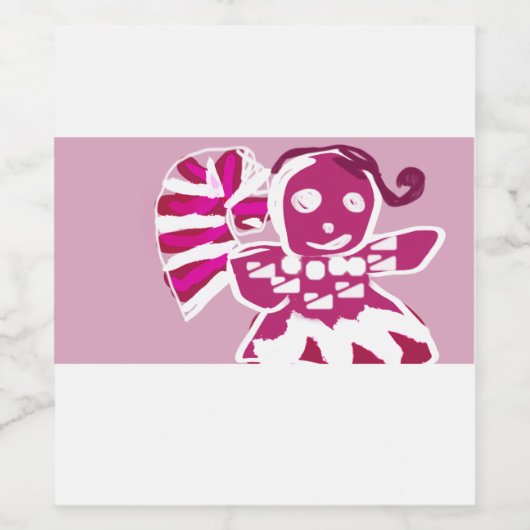 Gingerbread vrouw roze wijn etiket (Enkel label)