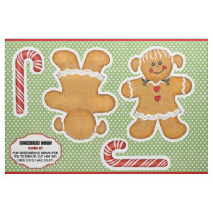 Gingerbread Vrouw Snijd en Naai Plushie Kit stof