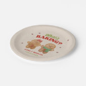 Gingerbread Wat bakt Kerstmis Gender Onthullen Papieren Bordje (Gekanteld)