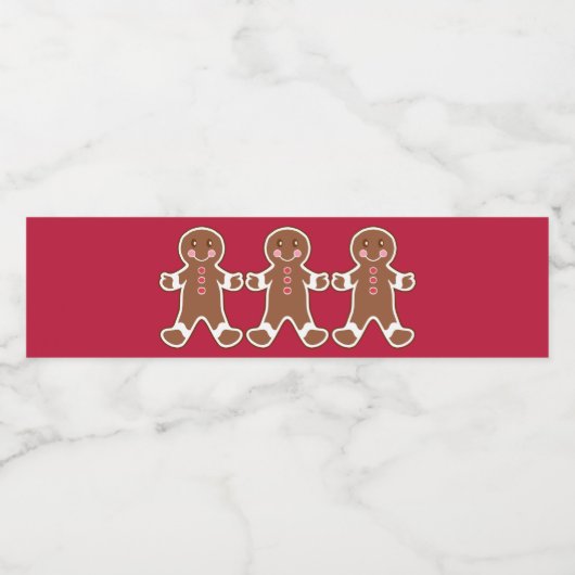Gingerbread Water Bottle Labels Waterfles Etiket (Enkel label)