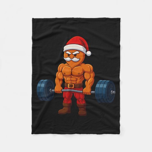 Gingerbread Weightlifting Fitness Gym Workout Chri Fleece Deken (Voorkant)