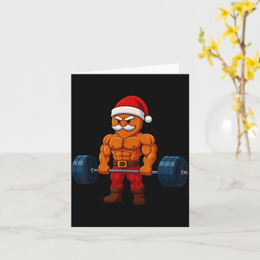 Gingerbread Weightlifting Fitness Gym Workout Chri Kaart (Gele Bloem)