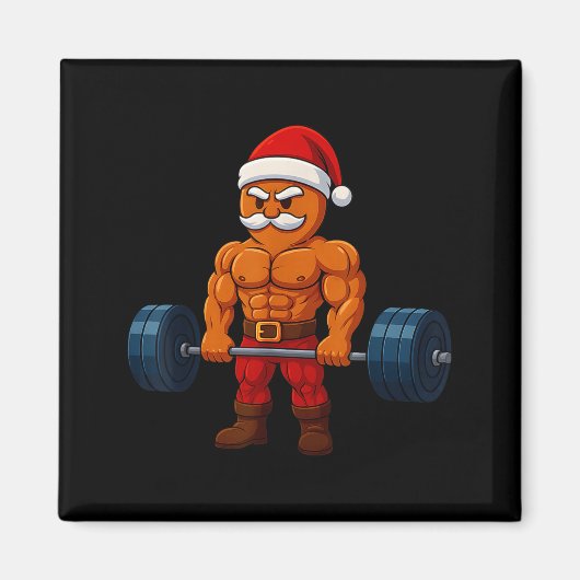 Gingerbread Weightlifting Fitness Gym Workout Chri Magneet (Voorkant)