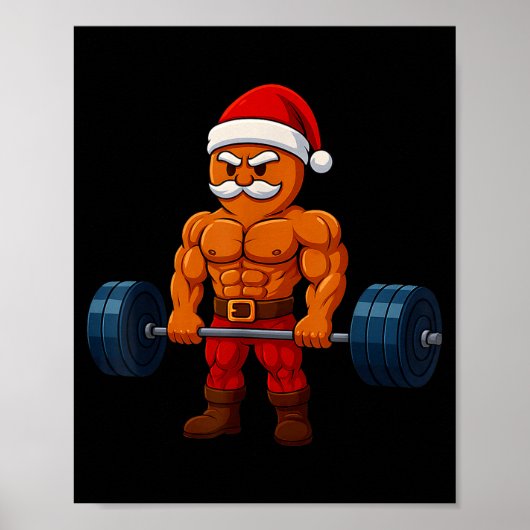 Gingerbread Weightlifting Fitness Gym Workout Chri Poster (Voorkant)