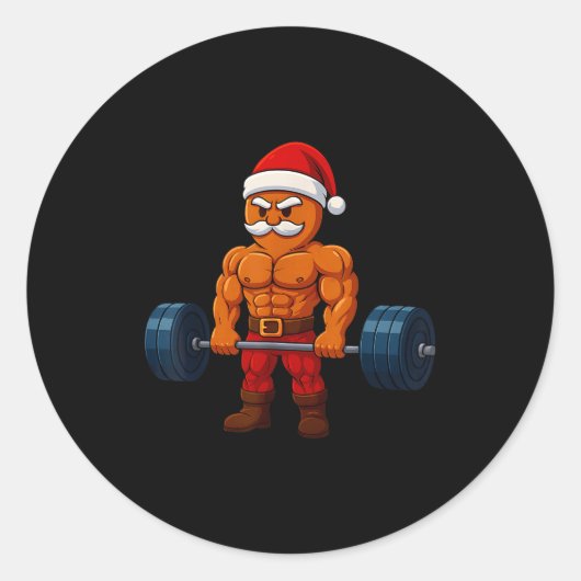 Gingerbread Weightlifting Fitness Gym Workout Chri Ronde Sticker (Voorkant)