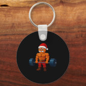 Gingerbread Weightlifting Fitness Gym Workout Chri Sleutelhanger (Voorkant)
