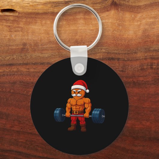 Gingerbread Weightlifting Fitness Gym Workout Chri Sleutelhanger (Voorkant)