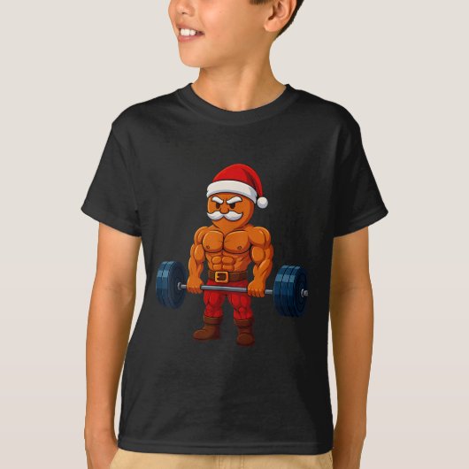Gingerbread Weightlifting Fitness Gym Workout Chri T-shirt (Voorkant)
