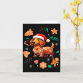 Gingerbread Weiner Dog Lover Dachshund Christmas C Kaart (Gele Bloem)